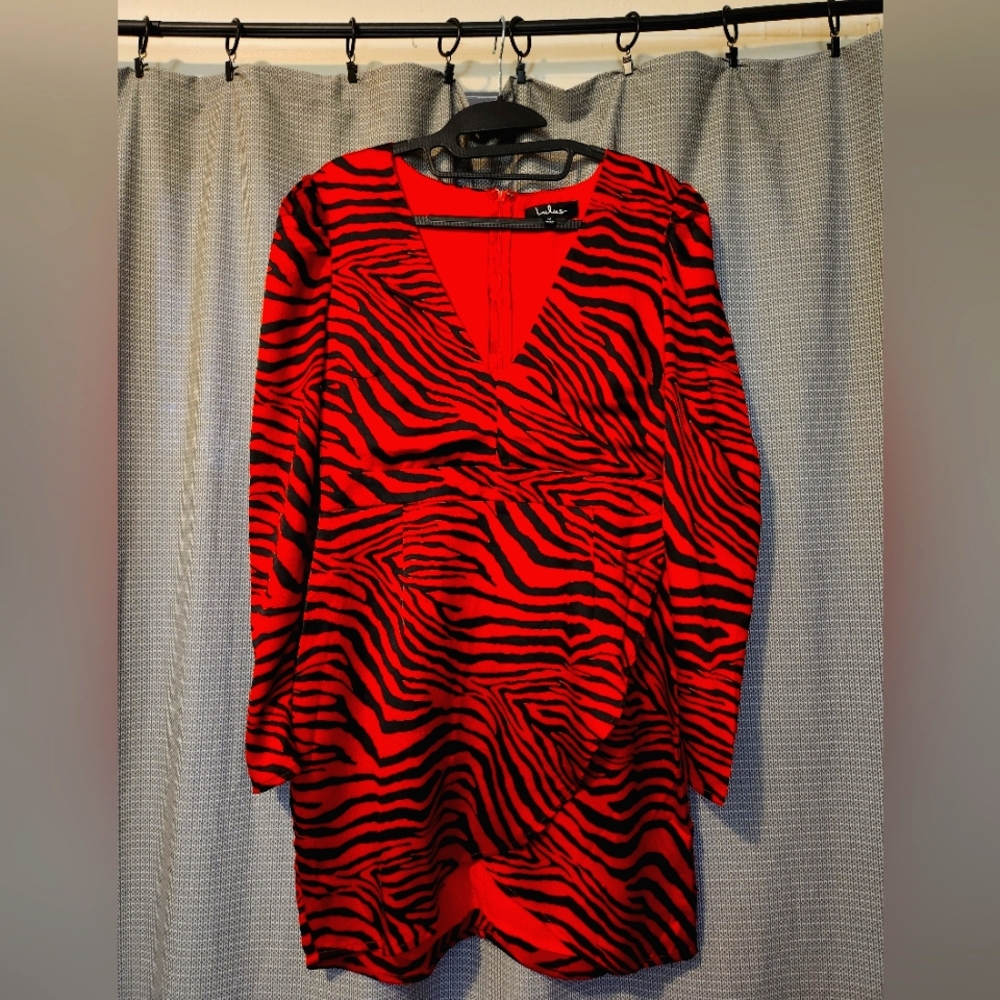 Lulus Amirah Zebra 🦓 Print Long Sleeve Satin Mini Dress - Size: Medium